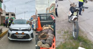 Ilave: ACCIDENTE ENTRE MOTOCICLETA Y VEHÍCULO DEJA HERIDO DE GRAVEDAD